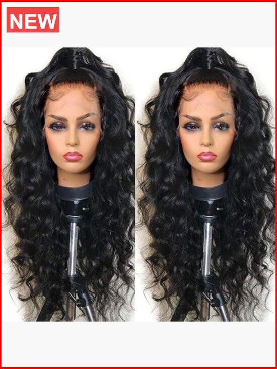 13x4 Deep Wave Lace Front Wig HD Synthetic Glueless Pre Plucked Natural Hairline main image 4